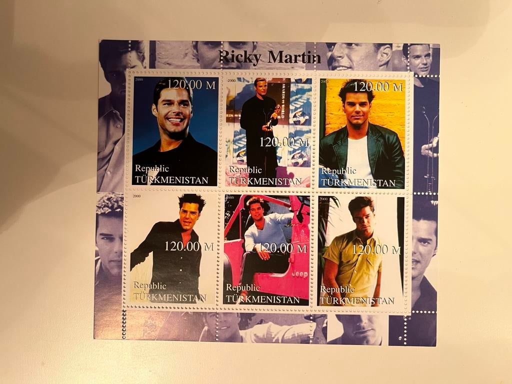 Turkmenistan blok Ricky Martin, Ophalen of Verzenden, Postfris