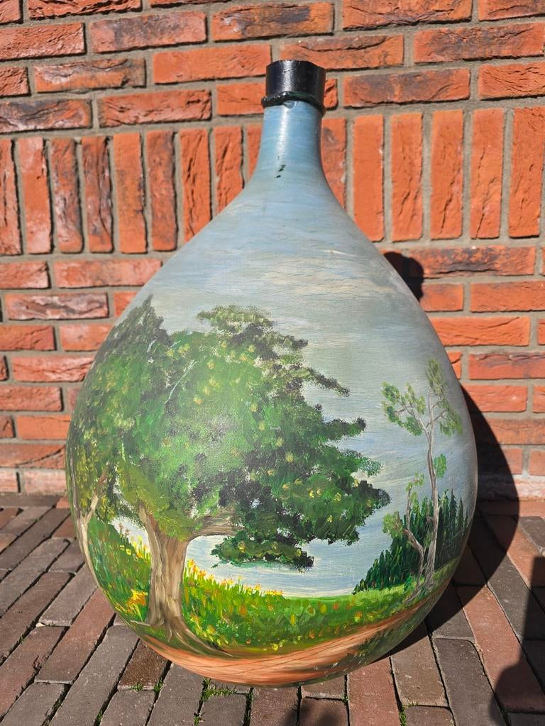 Zeer zeldzaam antieke XXL gistfles rondom beschilderd, Ophalen