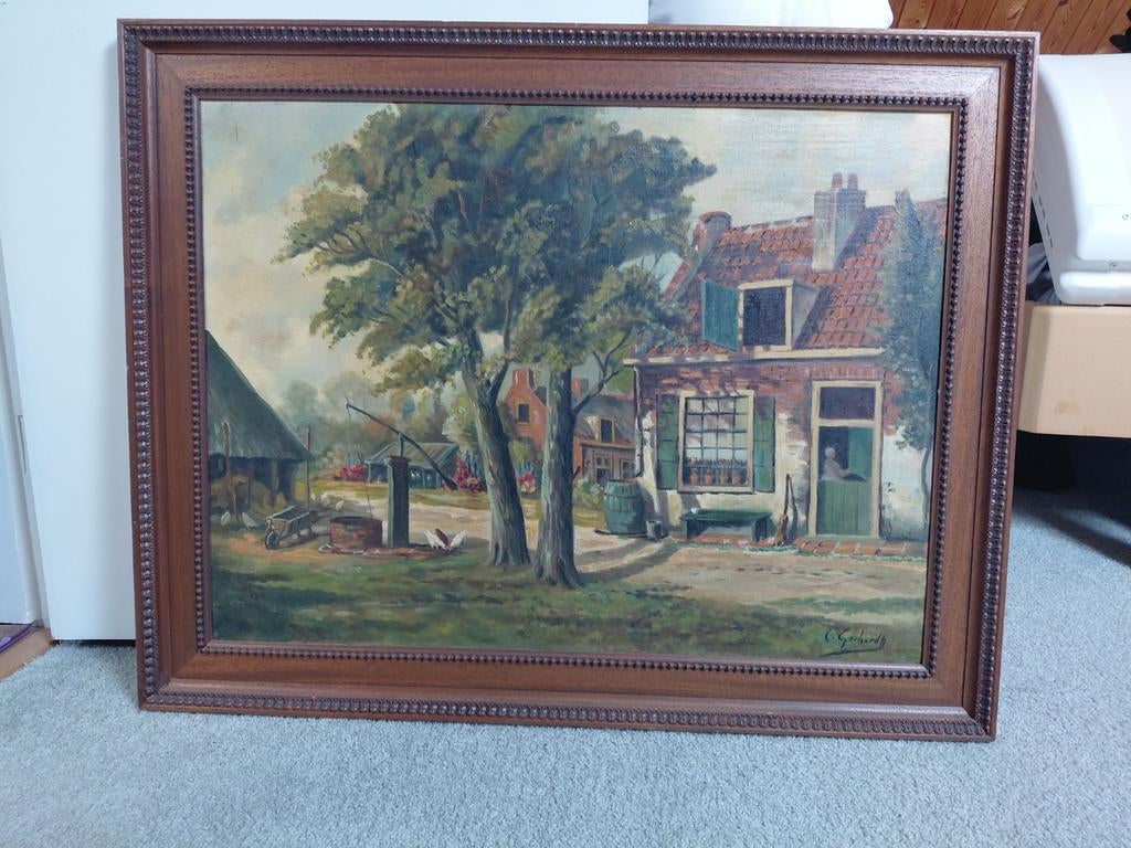 Olieverf schilderij landelijk, Ophalen