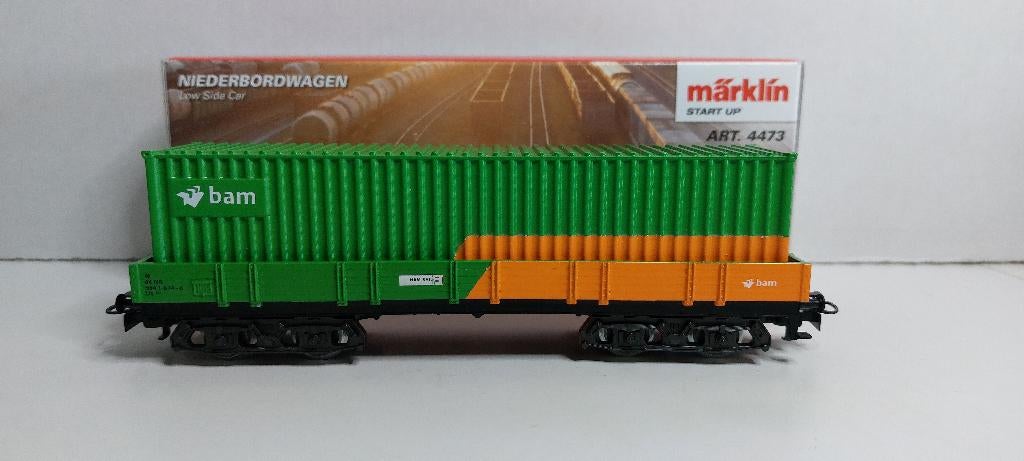 Bam Lage Bakwagon met 40ft. Container *Nieuw* (04), Hobby en Vrije tijd, Modeltreinen | H0, Wisselstroom, Ophalen of Verzenden