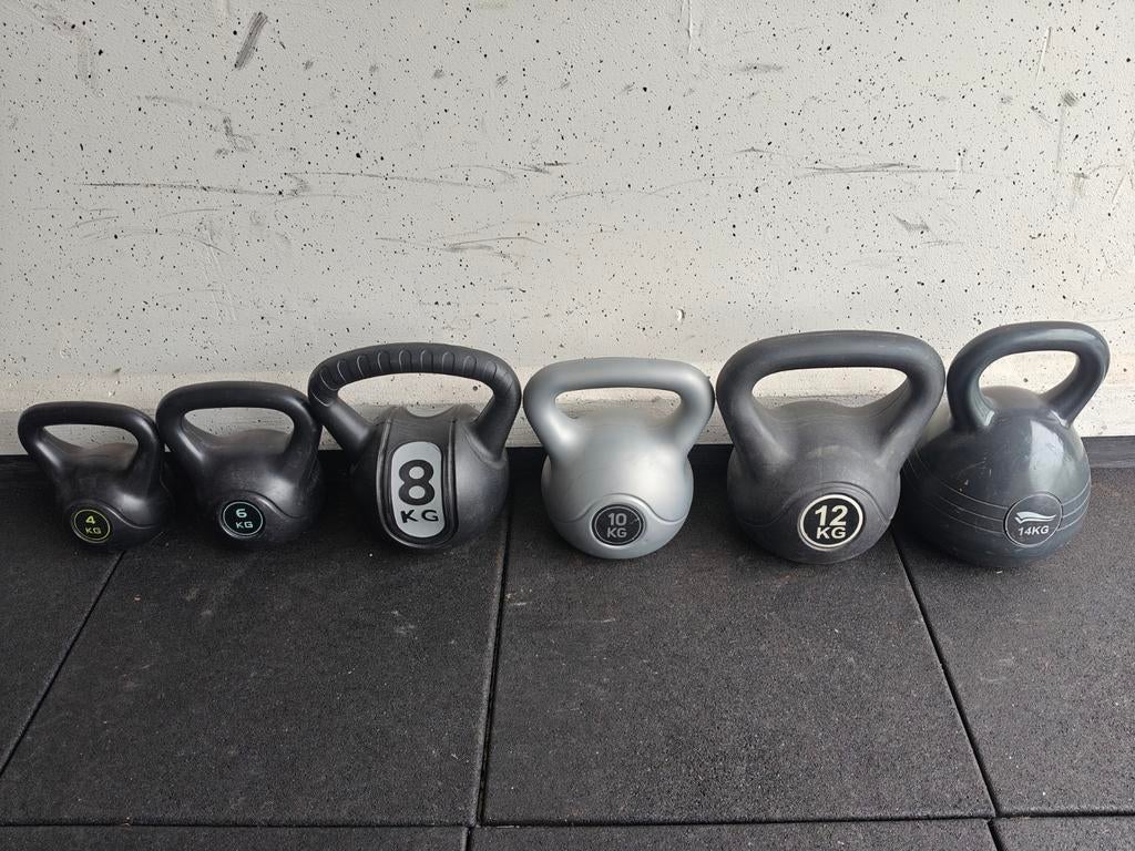 Kettlebellset 4 t/m 14kg, Sport en Fitness, Ophalen, Benen, ., Zo goed als nieuw