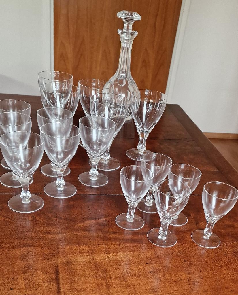 Set kristallen glazen met karaf, Antiek en Kunst, Antiek | Glas en Kristal, Ophalen