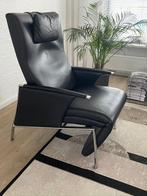 Fauteuil, Italiaans Design metk : ZANI DIVA , zwart leder,, Ophalen, Gebruikt, Eenpersoons, Modern Design