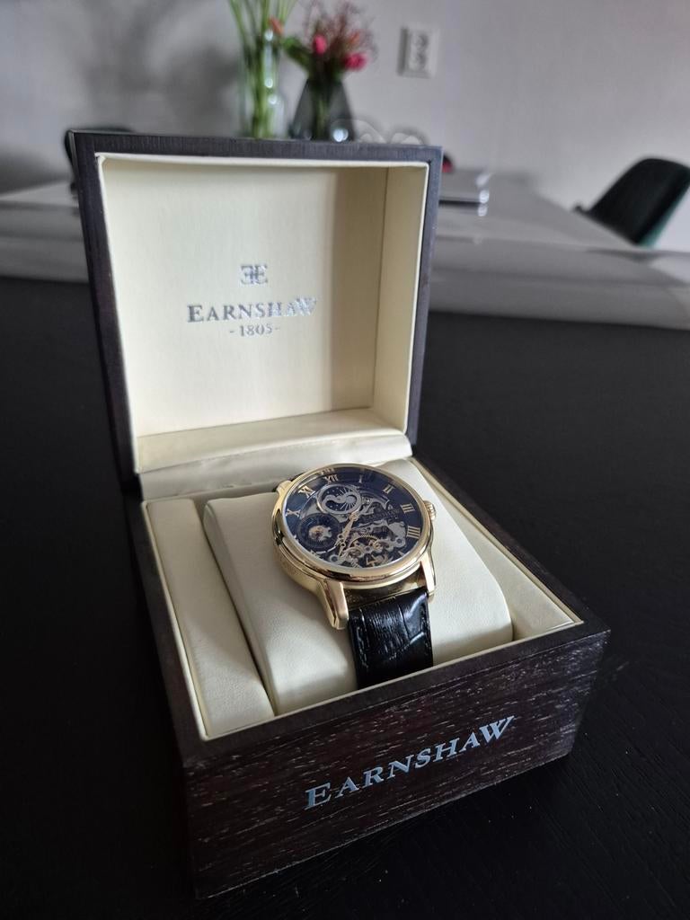 Thomas Earnshaw heren horloge, automatisch, Ophalen of Verzenden, Zo goed als nieuw, Leer, Overige merken