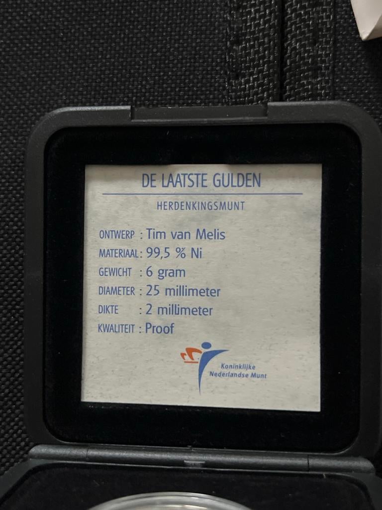 Laatste Gulden Herdenkingsmunt 2001 proof, Postzegels en Munten, Munten | Nederland, 1 gulden, Koningin Beatrix, Zilver, Ophalen of Verzenden