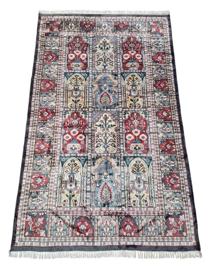 Handgeknoopt Perzisch zijde Kashmir tapijt blue 120x195cm, Huis en Inrichting, Stoffering | Tapijten en Kleden, Zo goed als nieuw