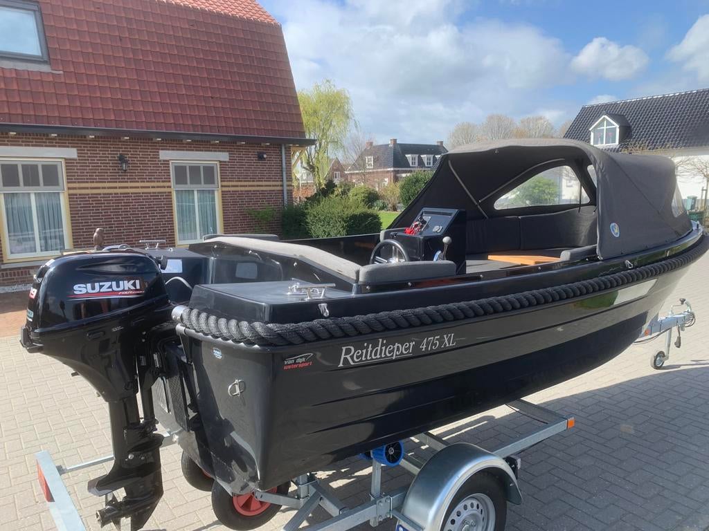 Reitdieper 475xl met Suzuki 9,9 pk 4 takt injectie motor, Watersport en Boten, 10 tot 30 pk, Ophalen of Verzenden, Zo goed als nieuw