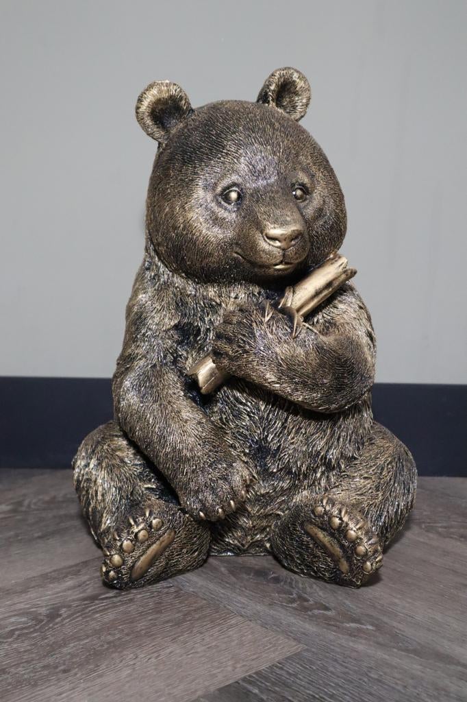 Panda beeld goud 40 cm zittend sculptuur decoratie, -, Overige stijlen, -, Nieuw