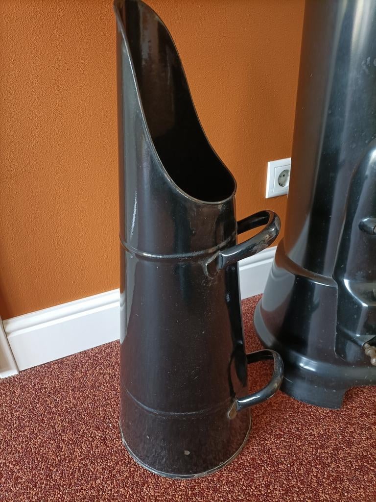 Antieke kolenkit - Zwart geëmailleerd, Antiek en Kunst, Antiek | Emaille, Ophalen