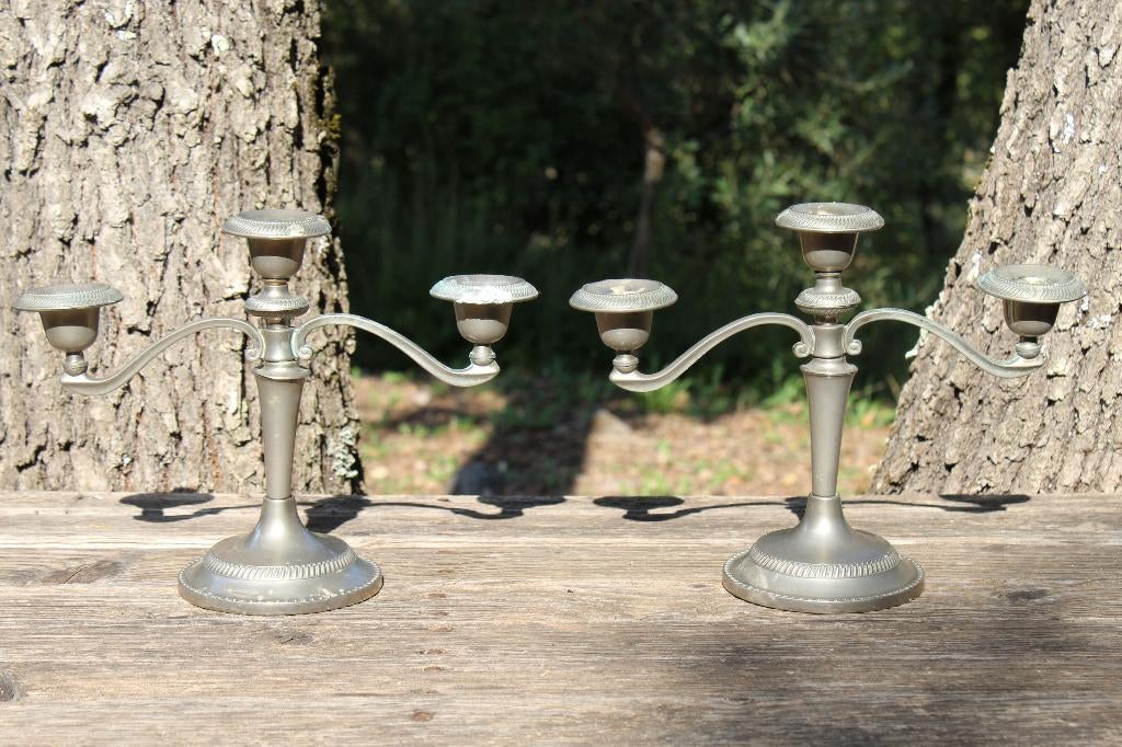 Brocante - Stel verrukkelijke verschillende kandelaars!, Overige materialen, Gebruikt, 25 tot 50 cm, Ophalen of Verzenden