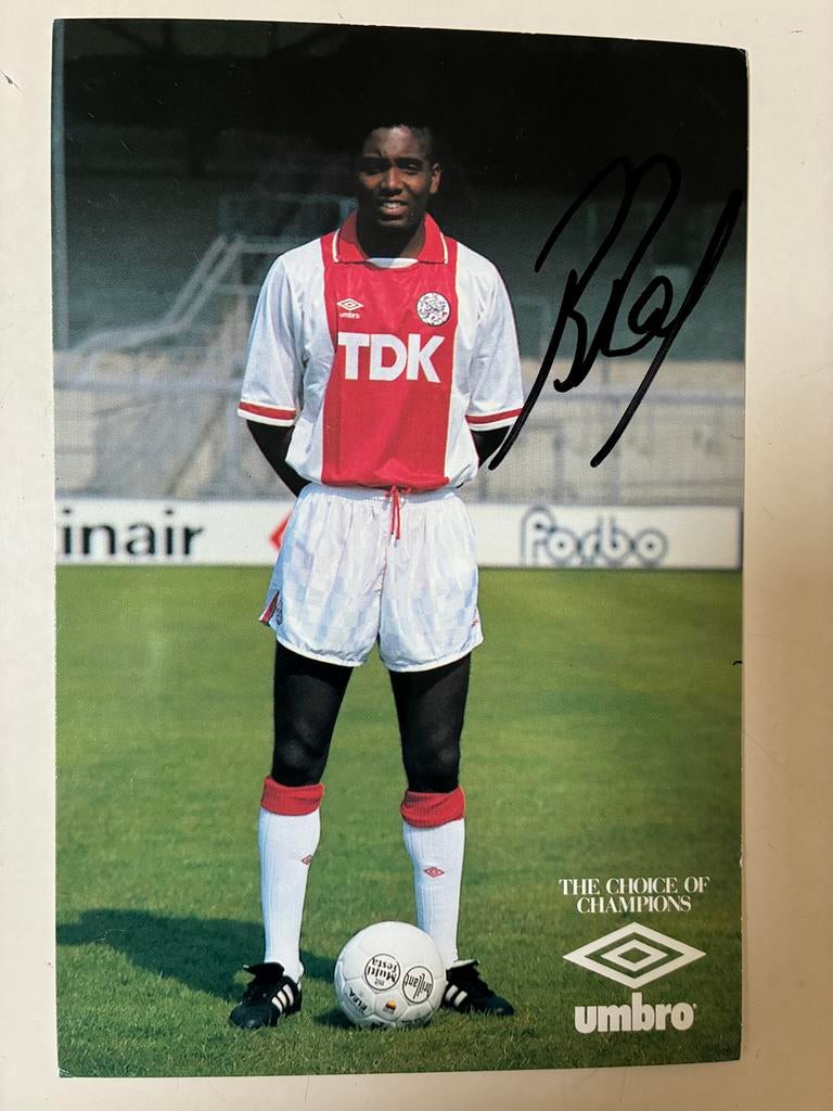 Voetbalfoto Brian Roy Ajax, Verzamelen, Sportartikelen en Voetbal, Ophalen of Verzenden, Zo goed als nieuw, Ajax