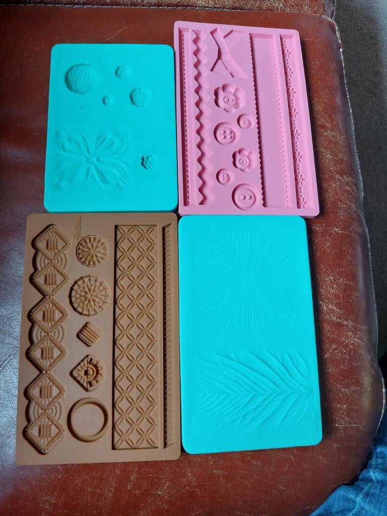 4 siliconen mallen voor taart decoratie, Ophalen of Verzenden, Zo goed als nieuw, Taarten of Cupcakes, Versiering