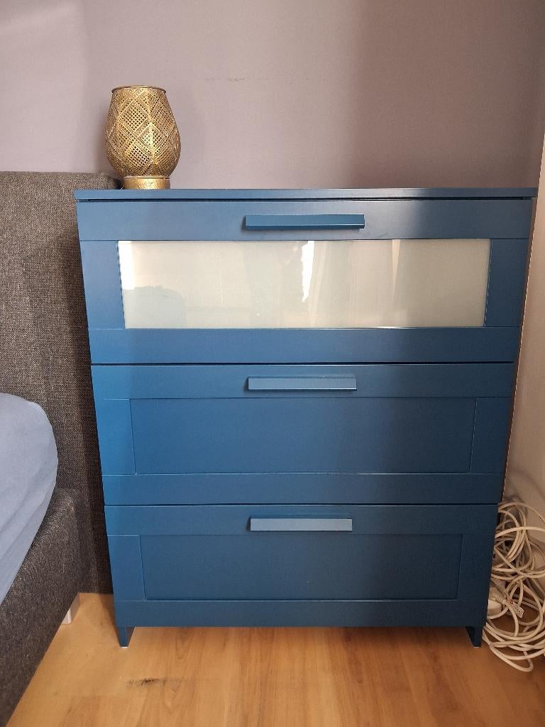 Twee ladekasten blauw Ikea, Huis en Inrichting, Kasten | Ladekasten, Ophalen, 50 tot 100 cm, Zo goed als nieuw, 3 of 4 laden