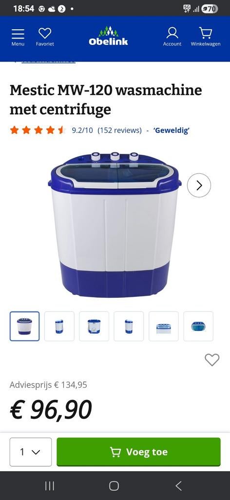 Mestic MW-120 campingwasmachine met centrifuge - gebruikt, Ophalen, Gebruikt