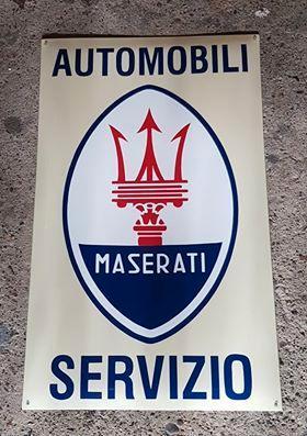 Maserati servizio zwaar emaille reclame bord retro decoratie, Verzamelen, Merken en Reclamevoorwerpen, Zo goed als nieuw, Reclamebord