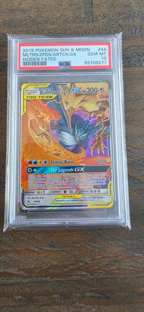 Moltres & Zapdos & Articuno GX PSA 10 Pokemon Kaart, Ophalen, Nieuw, Losse kaart