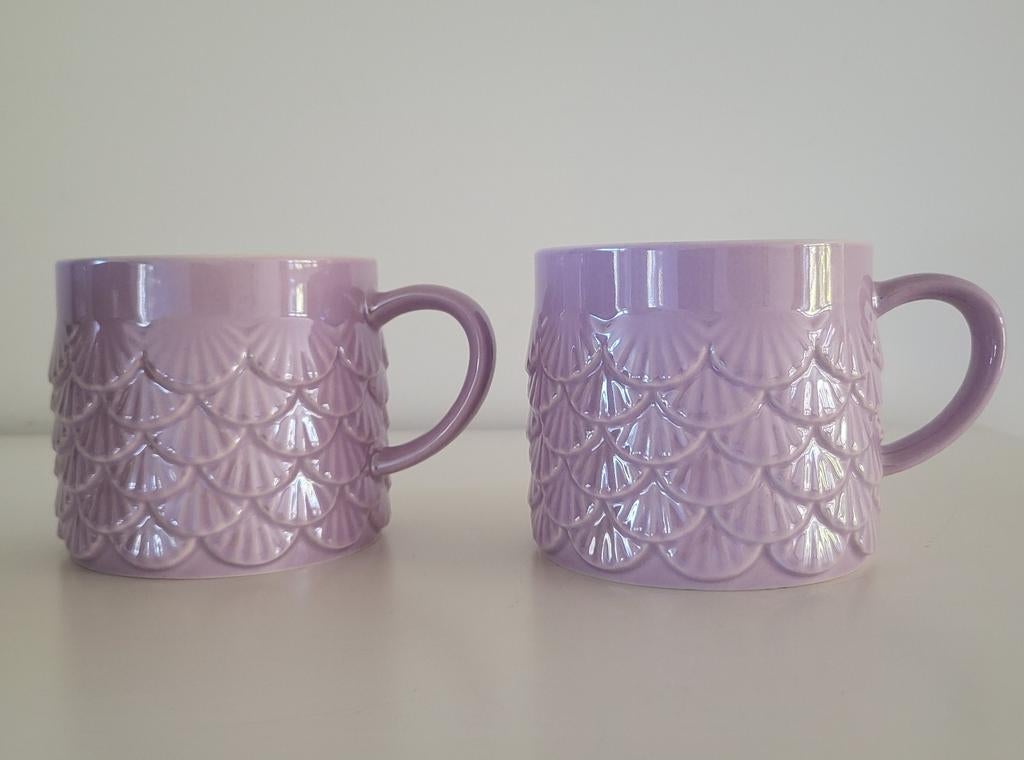 2 Starbucks bekers, lila glans schelp, exclusive., Ophalen of Verzenden, Nieuw, Overige stijlen, Kop(pen) en/of Schotel(s)