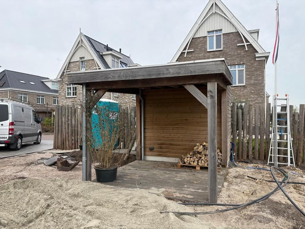 Robuuste houten overkapping, Tuin en Terras, Overkappingen, Zo goed als nieuw, Carport, Ophalen