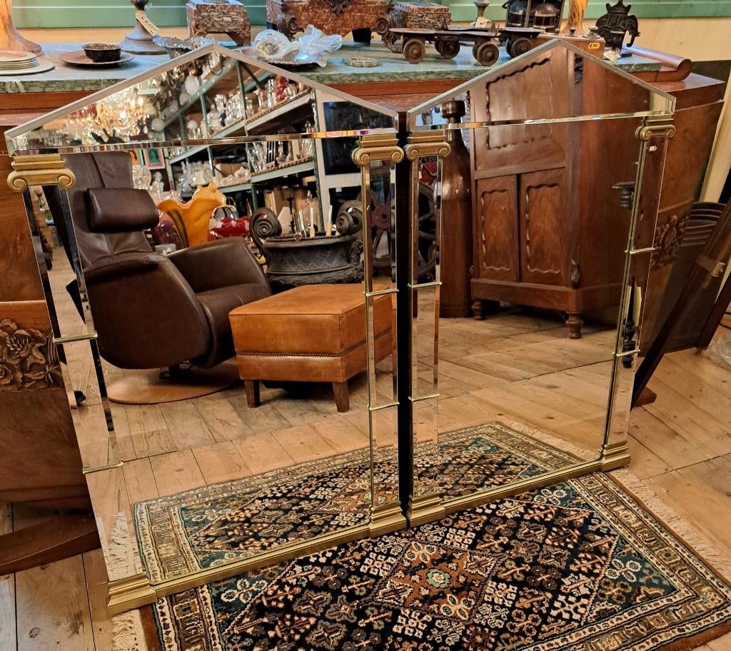 2 mooie grote oude Empire spiegels 105 x 67 cm en beide gaaf, Antiek en Kunst, Antiek | Spiegels, Rechthoekig, Ophalen