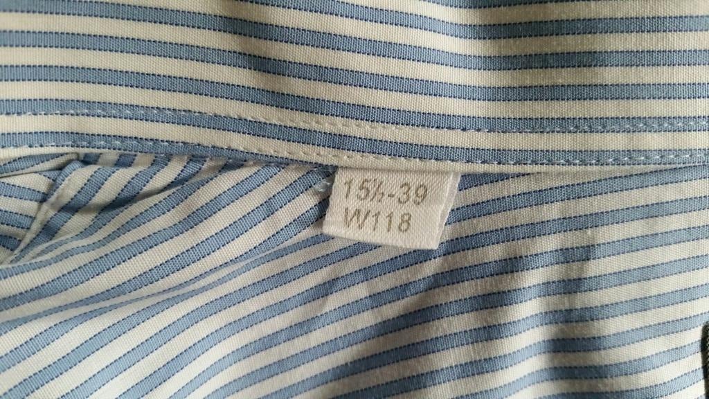 Arrow overhemd wit/lichtblauw gestreept maat 15 1/2-39 w118, Blauw, Arrow, Zo goed als nieuw, Halswijdte 39/40 (M)