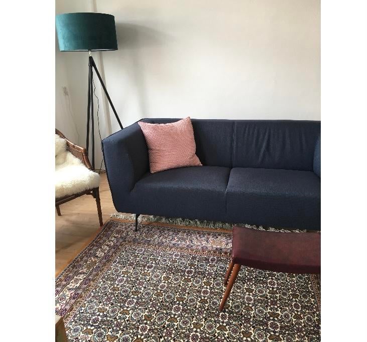 Montel bank, type Moreno, blauw, Huis en Inrichting, Banken | Bankstellen, Ophalen, Gebruikt, Driepersoons, 75 tot 100 cm