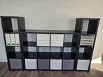 IKEA KALLAX Set – 3 zwartbruine kasten inclusief accessoires, Ophalen, Gebruikt