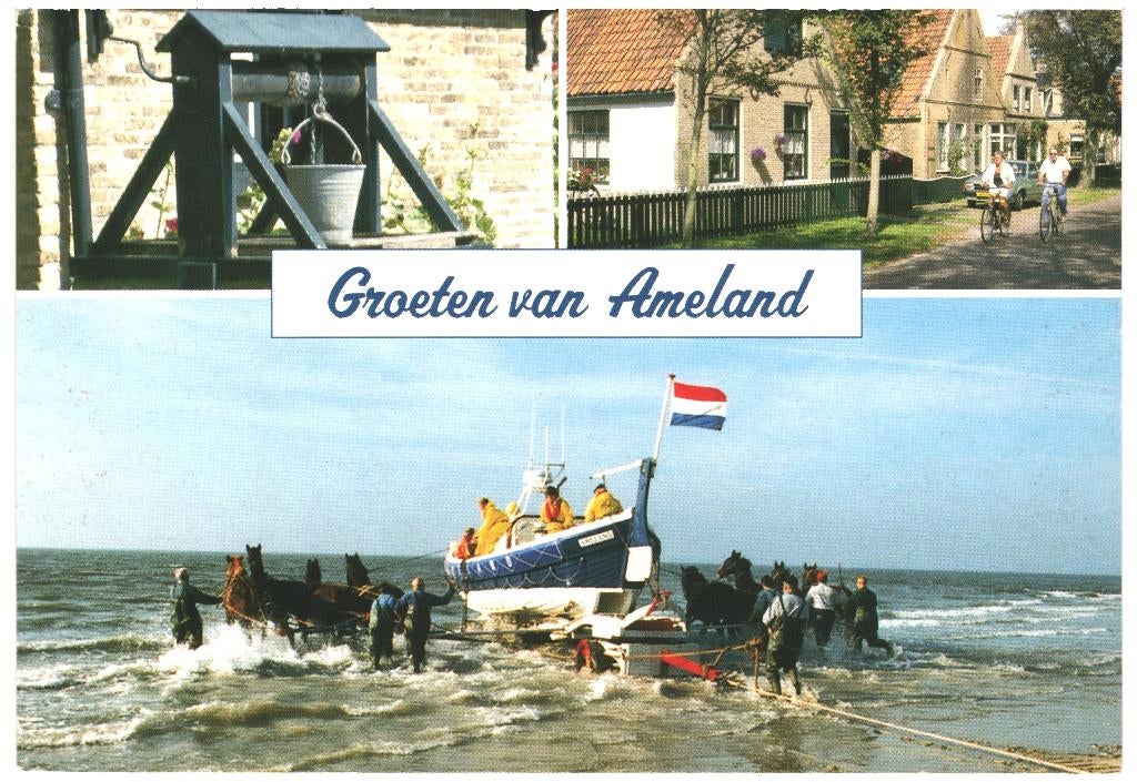 993218 Ameland 80+ Reddingsboot put Gelopen met postzegel