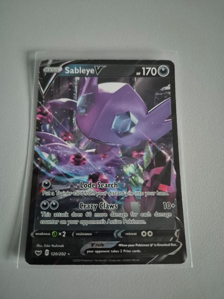 Pokemon Sableye V 120/202, Ophalen of Verzenden, Zo goed als nieuw, Losse kaart