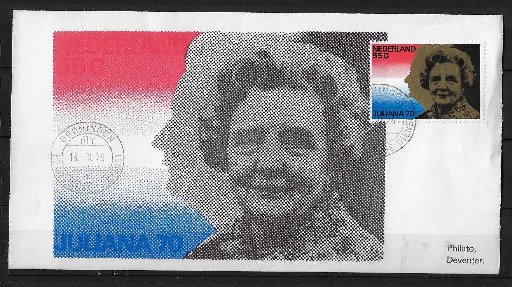 H-18 Eerste dag van uitgifte 70e verjaardag koningin Juliana, Postzegels en Munten, Brieven en Enveloppen | Nederland, Ophalen