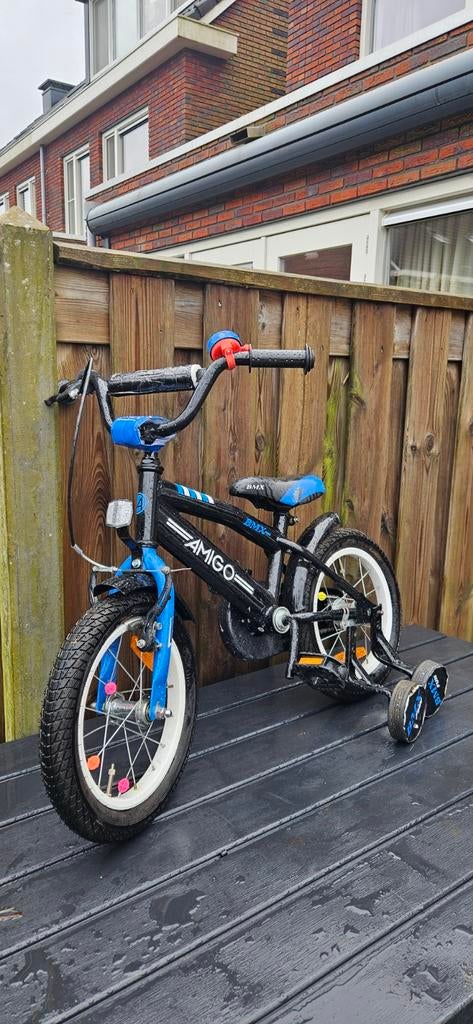Amigo BMX kinderfiets met zijwieltjes - Zwart/Blauw, Fietsen en Brommers, Fietsen | Kinderfietsjes, Ophalen, Zijwieltjes, Velgrem