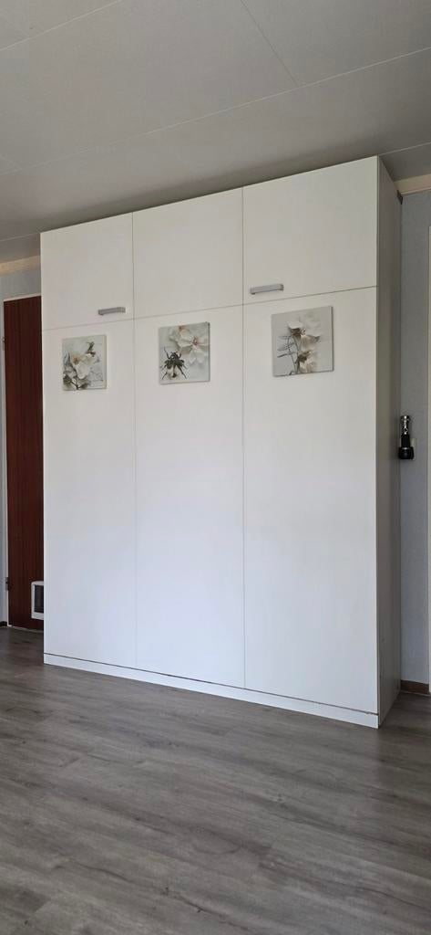 Bedkast / Logeerbed met spiraalbodem en 2 matrassen, Gebruikt, Tweepersoons, Ophalen of Verzenden, Overige maten