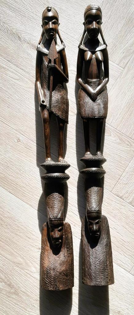 Antieke tropisch hardhouten Afrikaanse beelden, Overige onderwerpen, Handgemaakt, Beeld, Hout