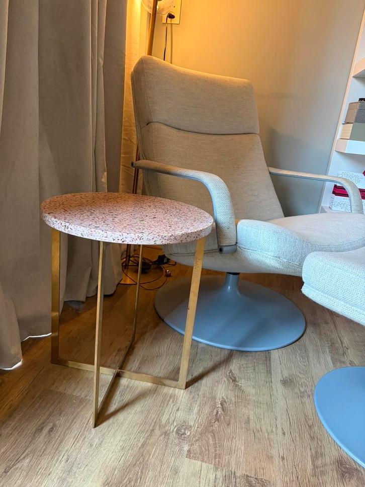 Zuiver bijzettafel marmer, Huis en Inrichting, Tafels | Bijzettafels, Zo goed als nieuw, Rond, Minder dan 45 cm, Minder dan 55 cm