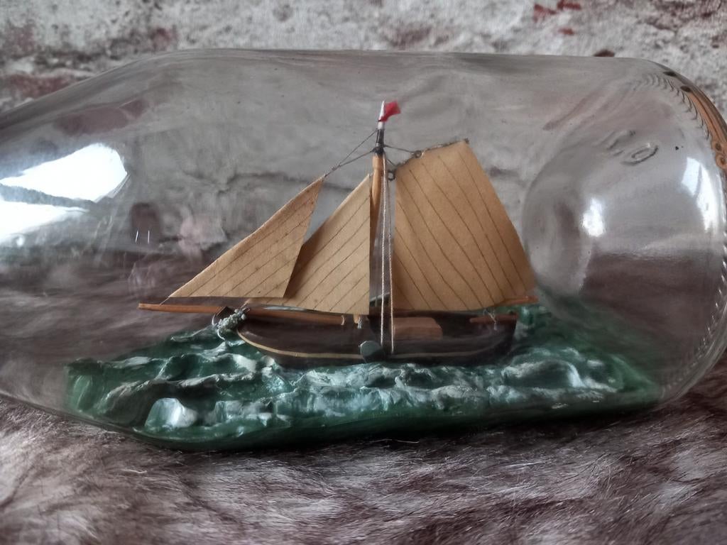 Schip in fles  (oude botter), Hobby en Vrije tijd, Modelbouw | Boten en Schepen, Ophalen of Verzenden, Gebruikt