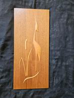 Houten wanddecoratie met kraanvogel, Ophalen of Verzenden