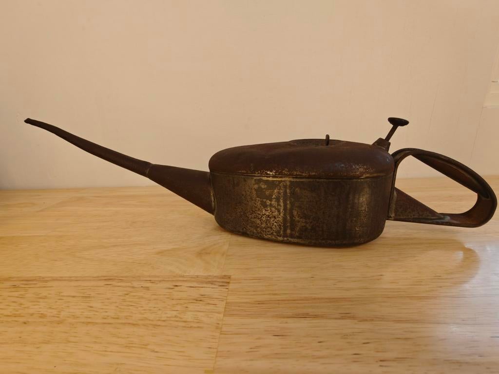 Antieke Industriële Oliespuit / Smeerkan- Werkend Mechanisme, Ophalen of Verzenden