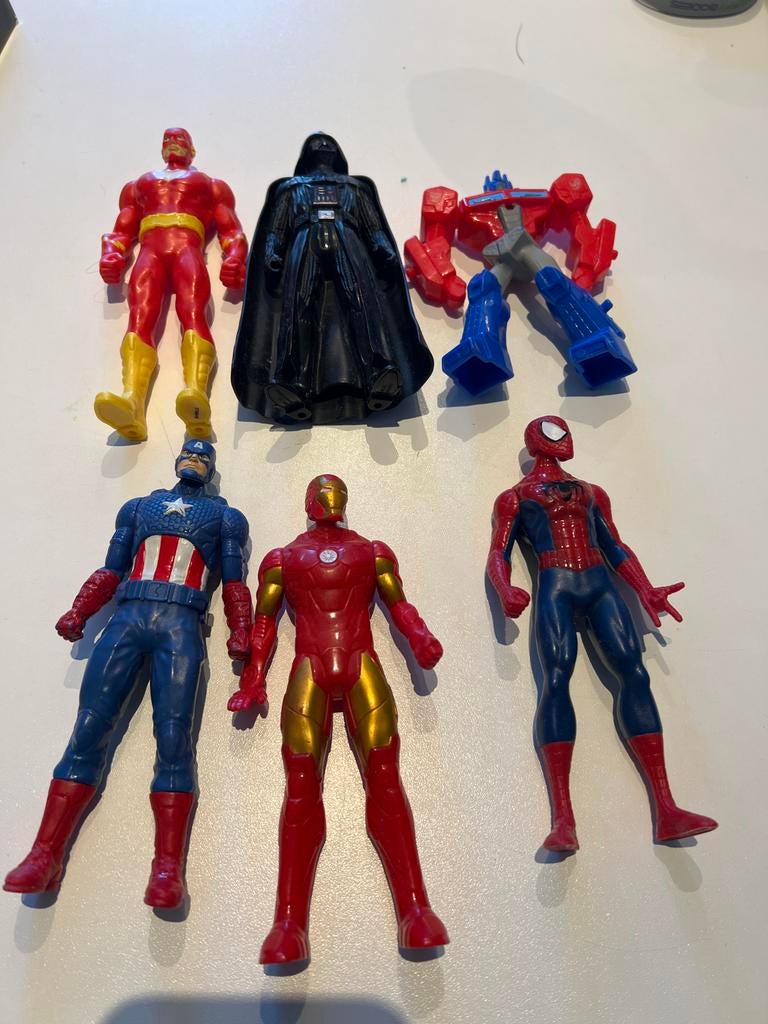 Actiefiguren: Iron Man, Spiderman, Flash, Darth Vader, Optim, Ophalen of Verzenden, Gebruikt