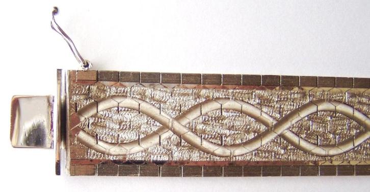 Prachtige Vintage armband met schroefslot, Sieraden, Tassen en Uiterlijk, Armbanden, Zo goed als nieuw, Zilver, Ophalen