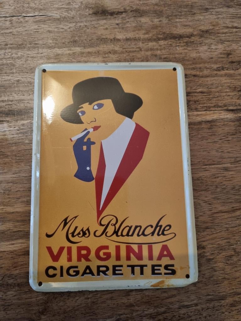 Vintage Miss Blanche Virginia Cigarettes reclamebord, Ophalen of Verzenden