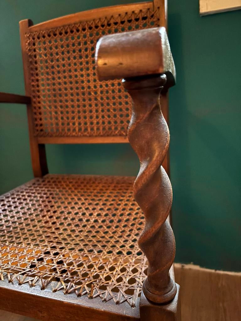 Barley Twist houten stoel riet, Antiek en Kunst, Ophalen