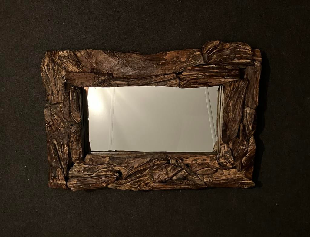 Spiegel met houten omlijsting, Huis en Inrichting, Woonaccessoires | Spiegels, Ophalen, Zo goed als nieuw, 75 tot 100 cm, Minder dan 100 cm