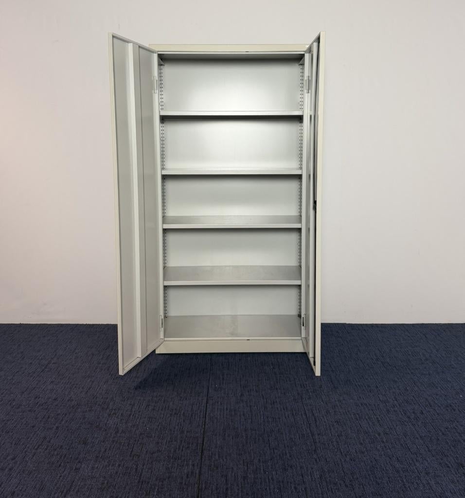 5 x Klapdeurkast Mibra, lichtgrijs, H 196 x B 100 x D 45 cm., Ophalen, Gebruikt, Bureau