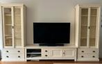 Massief houten landelijk TV-meubel met vitrinekasten, Ophalen, Gebruikt, Met deur(en), 200 cm of meer