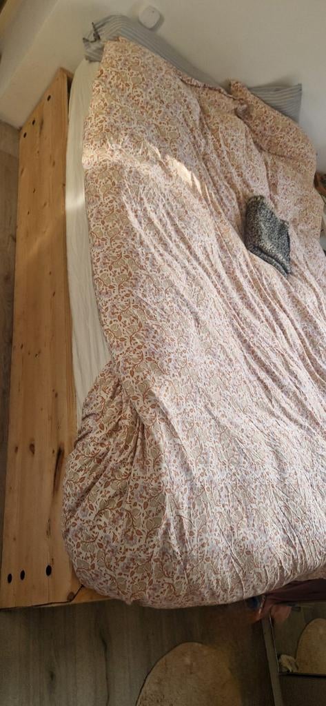 Mooi vurenhouten bed 140x200 cm (excl. lattenbodem), Ophalen of Verzenden, Tweepersoons, Hout, 140 cm