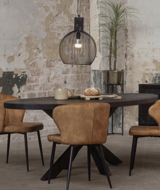 Mangohouten Eettafel Tulsa Black Ovaal 160×90 cm Mahom, Huis en Inrichting, Tafels | Eettafels, Ophalen, 50 tot 100 cm, 150 tot 200 cm