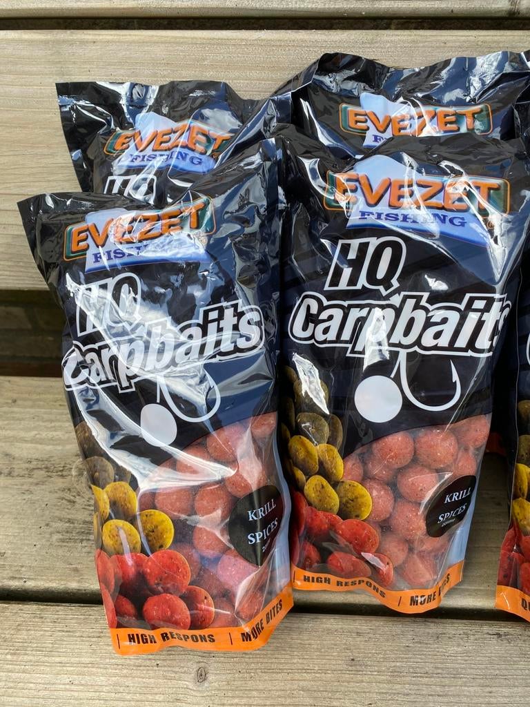 Karton Opruiming. 9 zakken Evezet Boillies 20mm, D, Overige typen, Nieuw, Ophalen of Verzenden