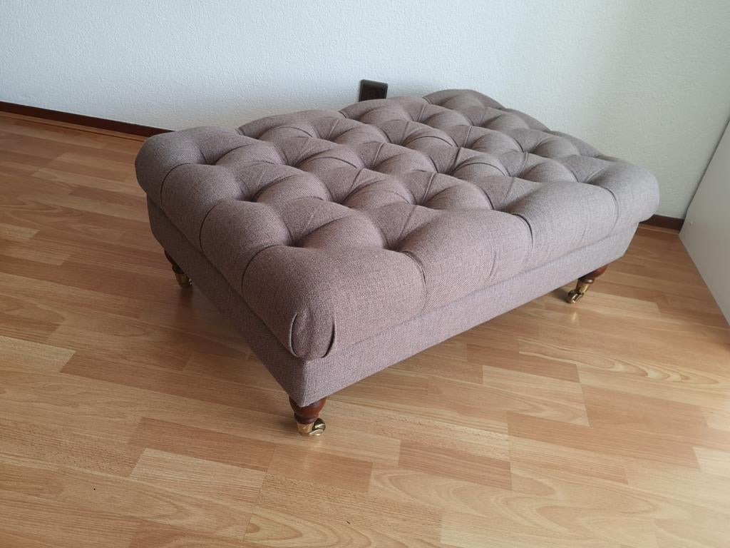 Luxe stoffen voetenbank, haardstel en houtbak te koop, Klassiek, Chesterfield, Landelijk, Zo goed als nieuw, Stof, Rechthoekig