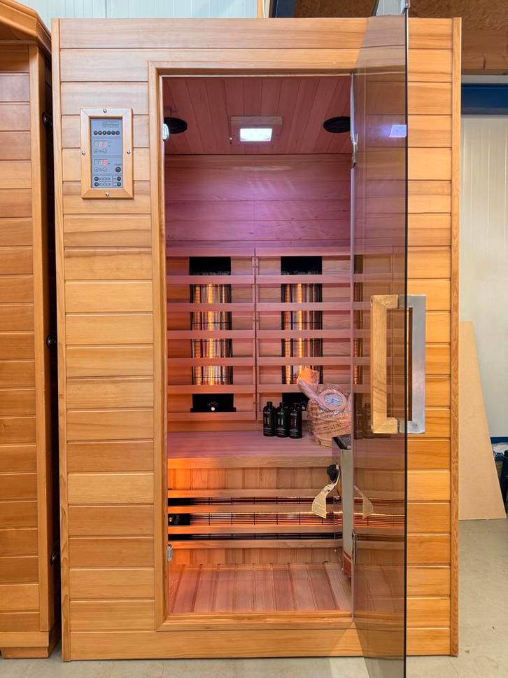 Luxe Combi Sauna (Infrarood + Finse Sauna) - GRATIS MONTAGE, Sport en Fitness, Sauna, Zo goed als nieuw, Complete sauna, Fins of Traditioneel