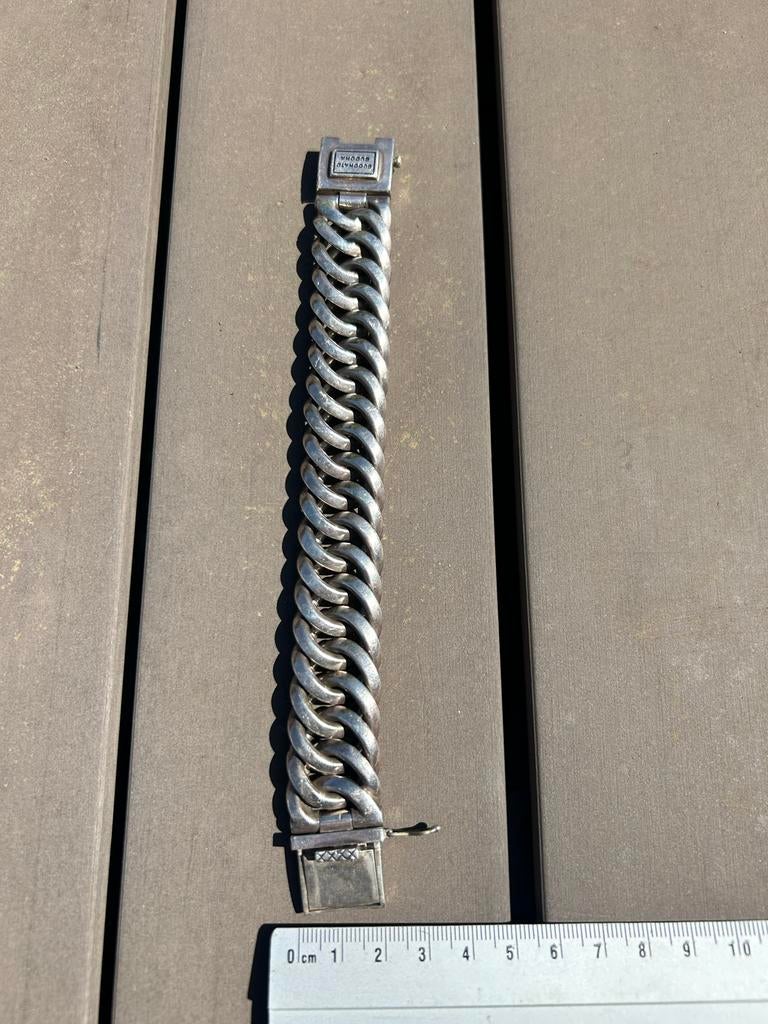 Buddha to Buddha armband zilveren schakelarmband, Ophalen, Gebruikt, Zilver