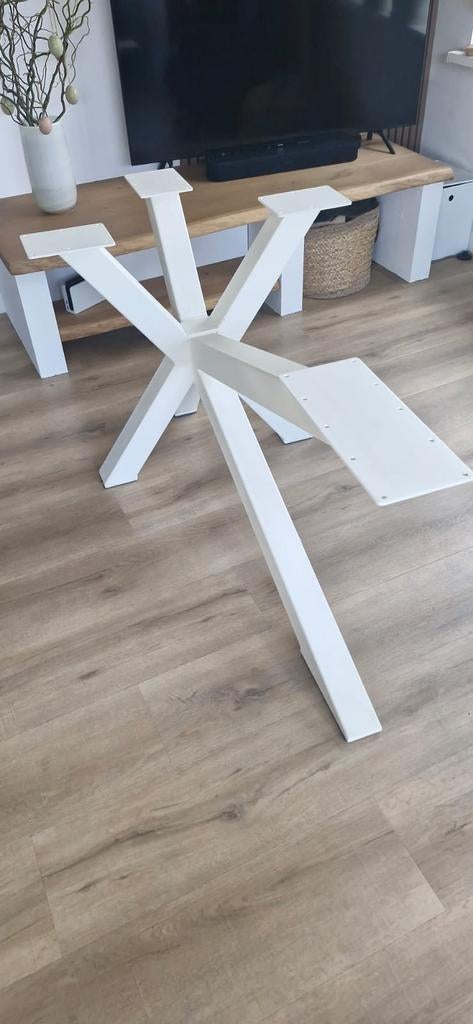 Unieke stalen spin tafelpoot wit gecoat robuust., Ophalen, Gebruikt, 50 tot 100 cm, Metaal